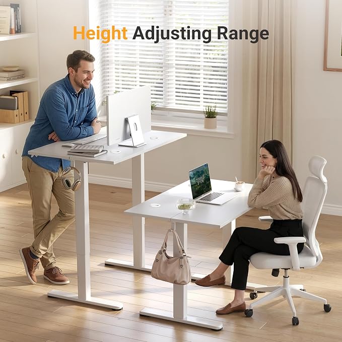 YDN 40 x 24 Inch Warm White Electric Standing Desk | Adjustable Height, Sit Stand, Cable Management, Ergonomic, Home Office - Image 4
