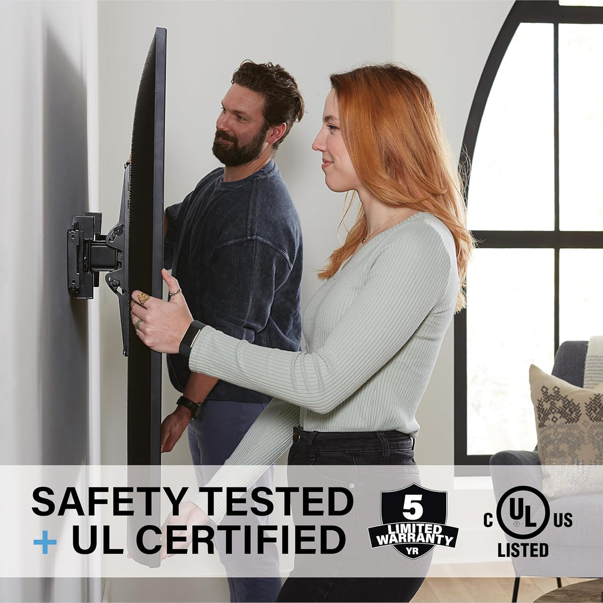 SANUS Extendable Tilting TV Wall Mount for 32”–90” TVs up to 110 lbs – 5.2” Extension for Easy Cable Access and Added Tilt, Tool-Free Tilt to Reduce Glare, Low Profile Design - Image 6