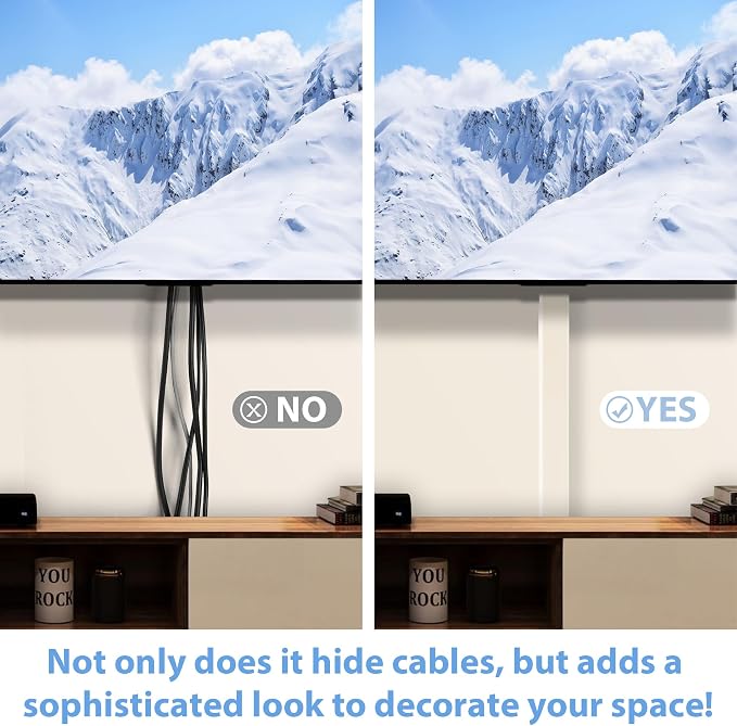 ZhiYo 6 ft Cord Covers for 4-7 Wires on Wall, Beige, 2 Pack (3 ft Each) | Paintable TV Cord Hider for Wall-Mounted TVs, Self-Adhesive Wire Cover for Walls, Easy Installation, 1.54"W x 0.75"H - Image 3