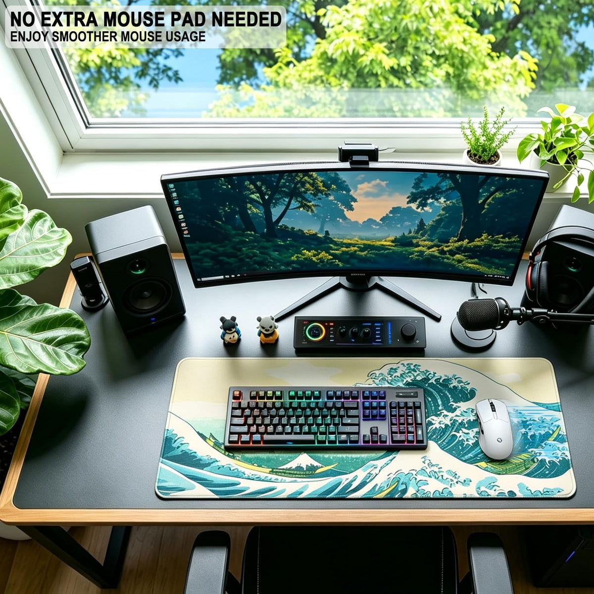 Large Extended Gaming Mouse Pad, 31.5" x15.7" Large Mat with Superior Micro-Weave Cloth, Water Resist Keyboard Mousepad with Non-Slip Base, Laptop Pad for Office Home Gaming, Waves - Image 6