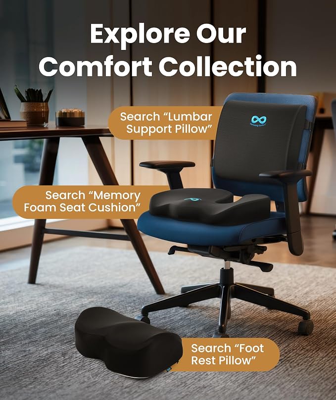 Everlasting Comfort Lumbar Support Pillow for Office Chair - Memory Foam Back Cushion for Car Seat - Promotes Better Posture, Back Pain Relief - Ideal for Gaming and Desk Chairs - Image 8