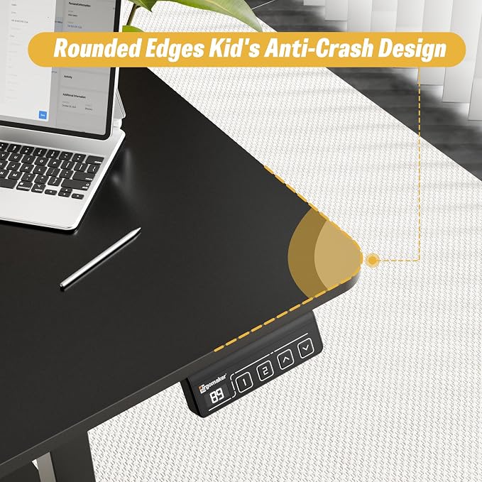 55"x24" Standing Desk, Height Adjustable Sit-Stand Home Office, Black | Electric Adjustable Standing Desk, Sit to Stand Computer Office Desk with Splice Board, Memory Preset, Lifts 28.7''-46.5" - Image 6