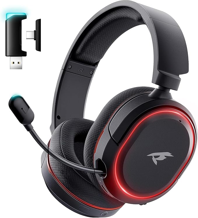 Wireless Gaming Headset for PC PS5 PS4 Mac Switch 7.1 Surround Sound 100-Hr | 2.4Ghz USB Gaming Headphones, Bluetooth 5.4 & Type-C, Noise Canceling Mic, RGB Light, Ideal for FPS, RPG Gamers, Not for Xbox by Valorise