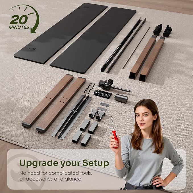 Monomi Electric Standing Desk 55”x24”, Height Adjustable Desk with Wheels | Sit Stand Up Desk for Home Office,Ergonomic Computer desk with Memory Preset and Anti-Collision,Headphone Hook, Black - Image 8