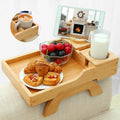 Bamboo Couch Cup Holder, 4 in 1 Couch Arm Trays with 360°Rotated Phone Holder, Non-Slip Clip on Side Table for Drinks/Remote/Snacks, Ideal Gift for Husband, Wife, Parents by GHKINMAL