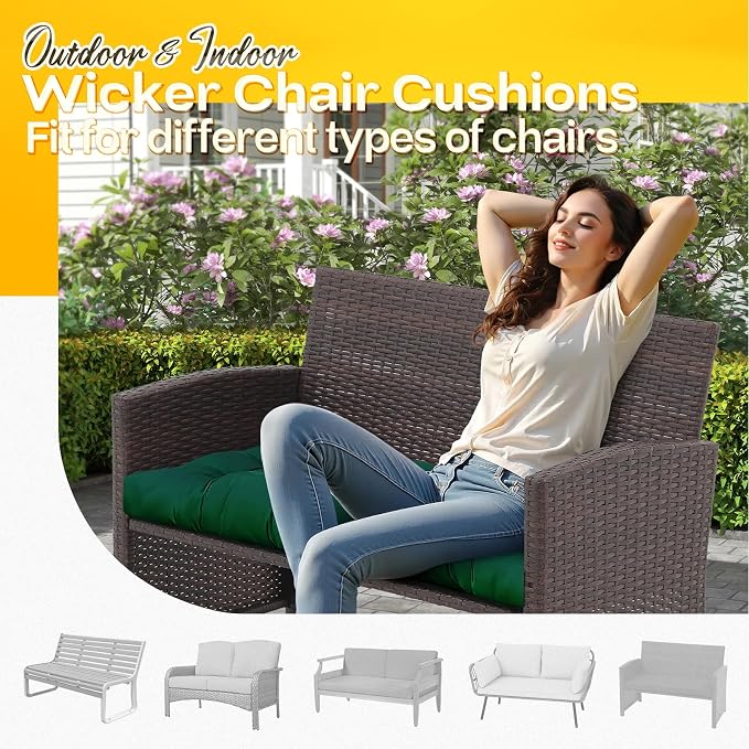 MAGIC ELEPHANT Outdoor Bench Cushion, Memory Foam Loveseat Cushion for Patio Furniture Wicker Chair, Settee Porch Swing Seat Cushion, 44 x 19 Inches (Green) - Image 5