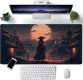 Japanese Landscape Desk Mat Post Moonlight Samurai Mouse Pad Large Dark Aesthetic Desk Pad Gaming Mousepad Extended XXL 31.5 x 15.7 in Laptop Computer Mouse Keyboard Mat by CYZFF
