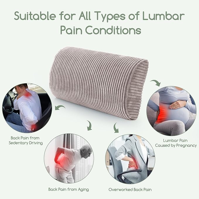 HIGOGOGO Lumbar Support Pillow for Recliner Chair/Accent Chair/Couch, Memory Foam Back Support Cushion for Elderly, Recliner Cushions for Back Rest, Pain Relief, Reading, Washable Cover, Grey - Image 6