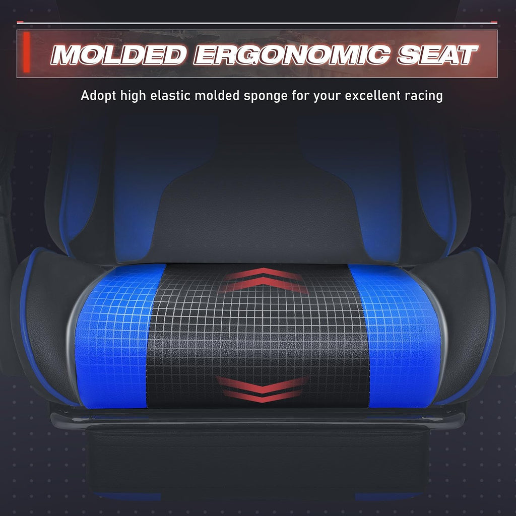 Furmax Gaming Chair, Video Game Chair with Footrest and Massage Lumbar Support, Swivel Seat Height Adjustable Computer Chair with Headrest, Racing E-Sport Gamer Chair (Blue) - Image 6