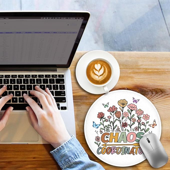 Funny Work Mouse Pad, Small Round Mousepad for Desk, Laptop | Mini Travel Wireless Mice Pad for Computer, Office Accessories, Coworker Gifts, 8.6 x 8.6 inch - Image 3