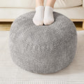 Round Ottoman,Chenille Pouf Foot Rest,Light Grey,20x15 in by INSPIRE CRAFTER