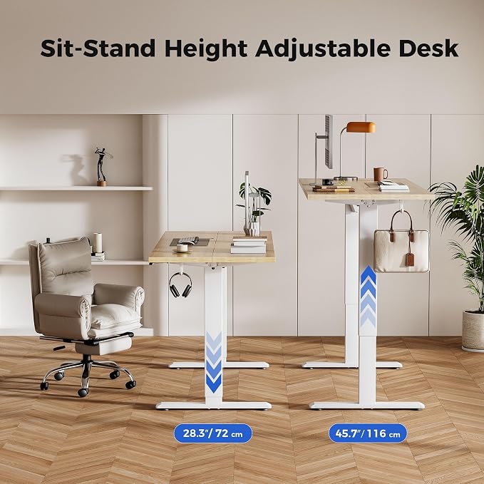 Agilestic 48 * 24 Inch Height Adjustable Electric Standing Desk, Maple | Sit Stand Up Computer Desk, Memory Presets, Stable Steel Frame,154 lbs, Easy Assembly, Splice Board, Home Office, Studying - Image 4