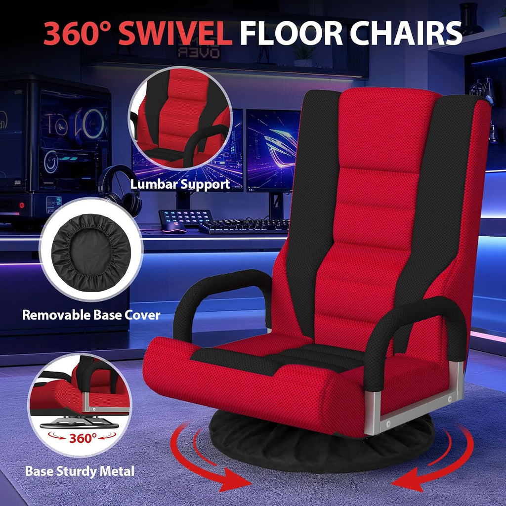 HOPERAN 360° Swivel Floor Gaming Chair, 6 Position Foldable Floor Chairs - Image 7