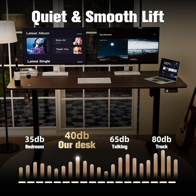 55"x24" Standing Desk, Height Adjustable Sit-Stand Home Office, Walnut | Electric Adjustable Standing Desk, Sit to Stand Computer Office Desk with Splice Board, Memory Preset, Lifts 28''-46.5" - Image 6