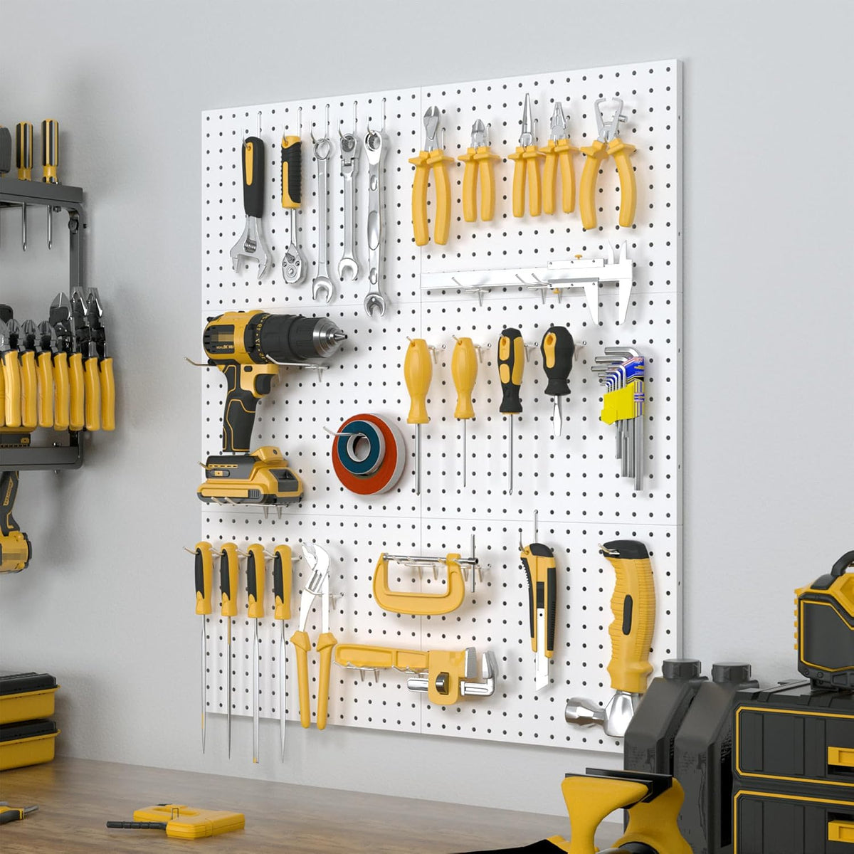 Peg Board, 6 Pack Metal Pegboard Panels with 50 Hooks - Image 2