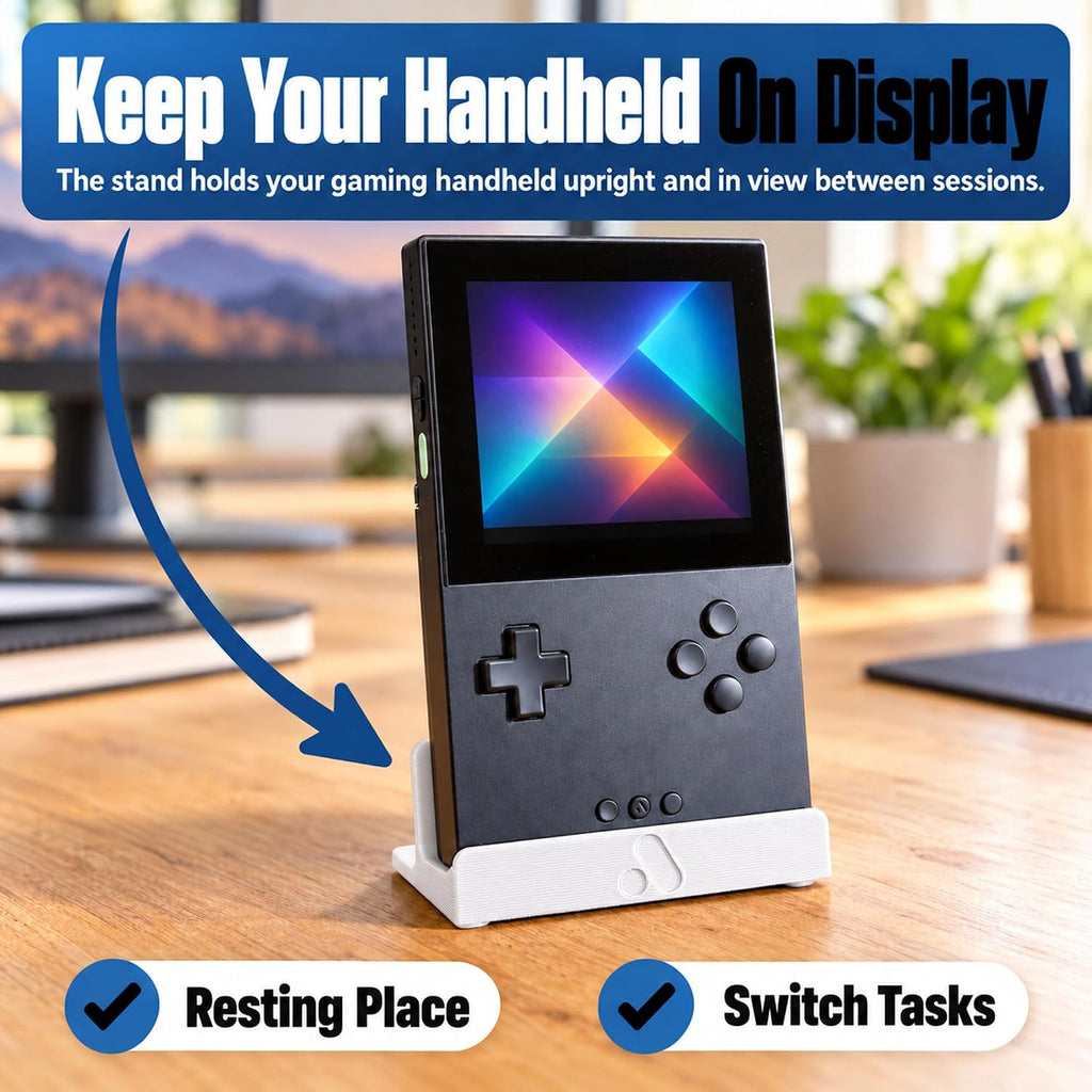 Handheld Gaming Console Stand 2 Pack Compatible with Analogue Pocket – Upright Storage and Display for Your Desk or Shelf, White - Image 2