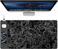 TopMade Mouse Pad with 15W Fast Wireless Charging, 31.5"x15.75" XXL Large Gaming Waterproof Desk Pad with Ultra-Smooth Surface, Non-Slip Base, Computer Desk Mat, Black Topographic Map #3 by TopmadeProduct-Ordernow
