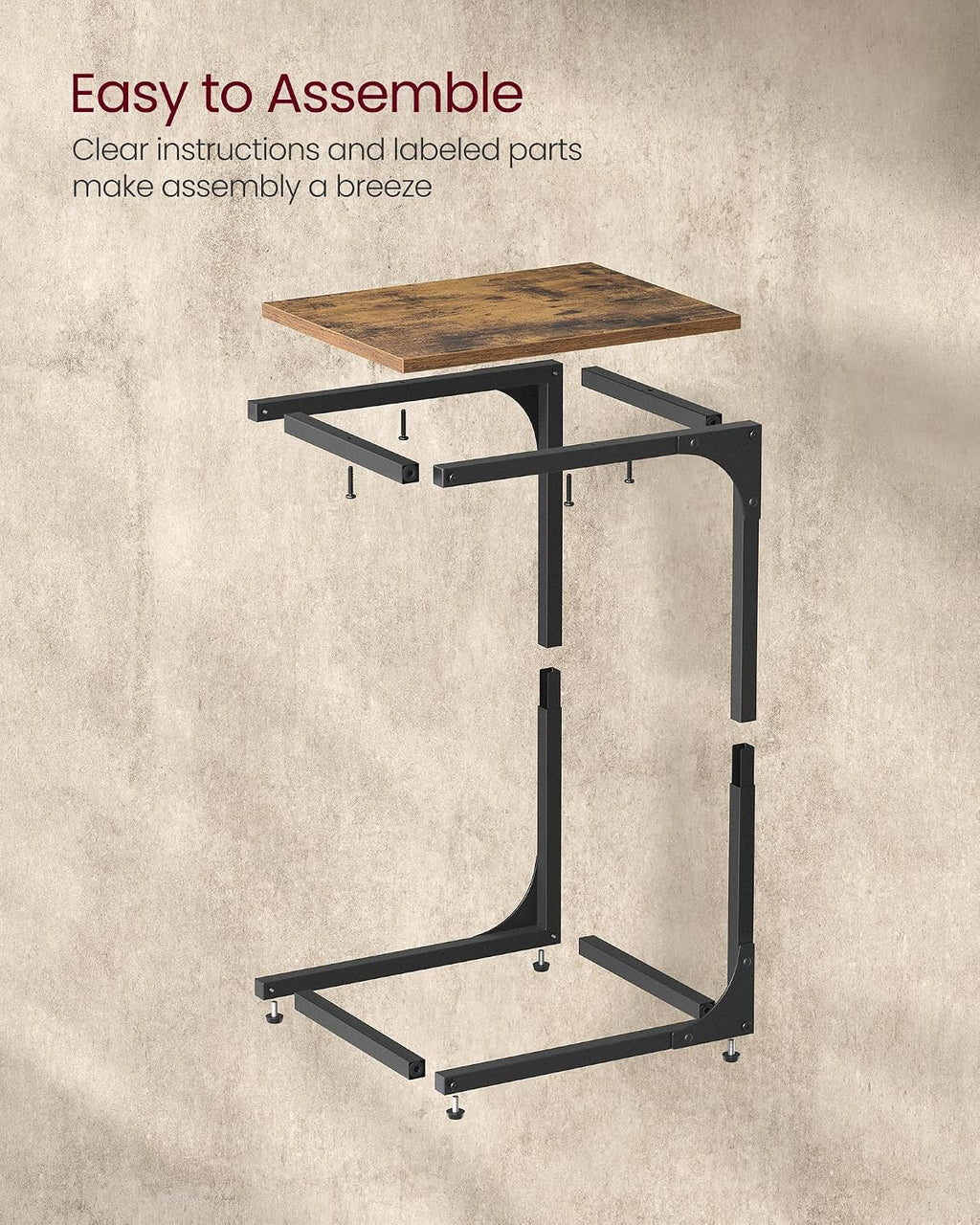 VASAGLE C-Shaped End Table, Small Sofa Side Table with Metal Frame - Image 7