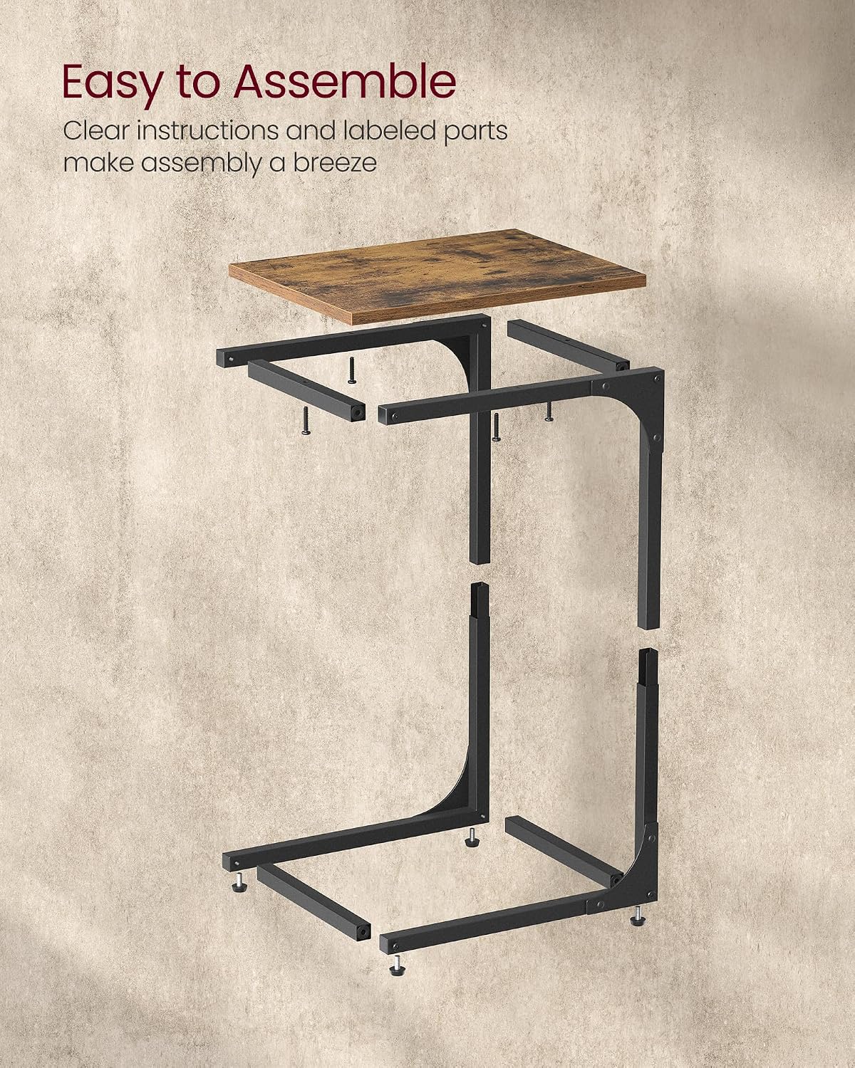 VASAGLE C-Shaped End Table, Small Sofa Side Table with Metal Frame - Image 7