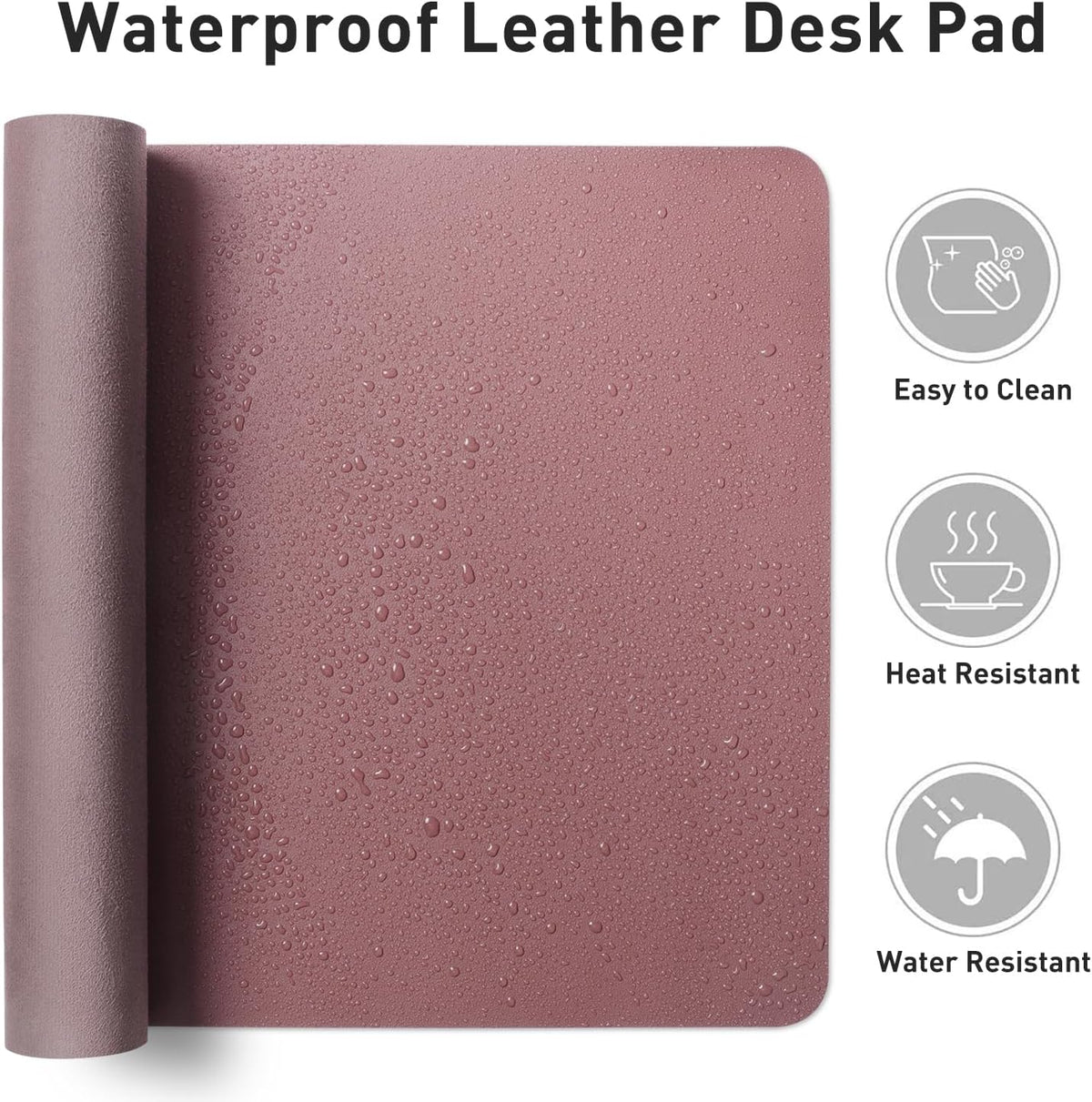 Aothia Faux Leather Desk Mat – Large Mouse Pad, Non-Slip PU Leather Blotter, Waterproof Writing Surface for Office and Home (Dark Pink, 47.2" x 23.6") - Image 7