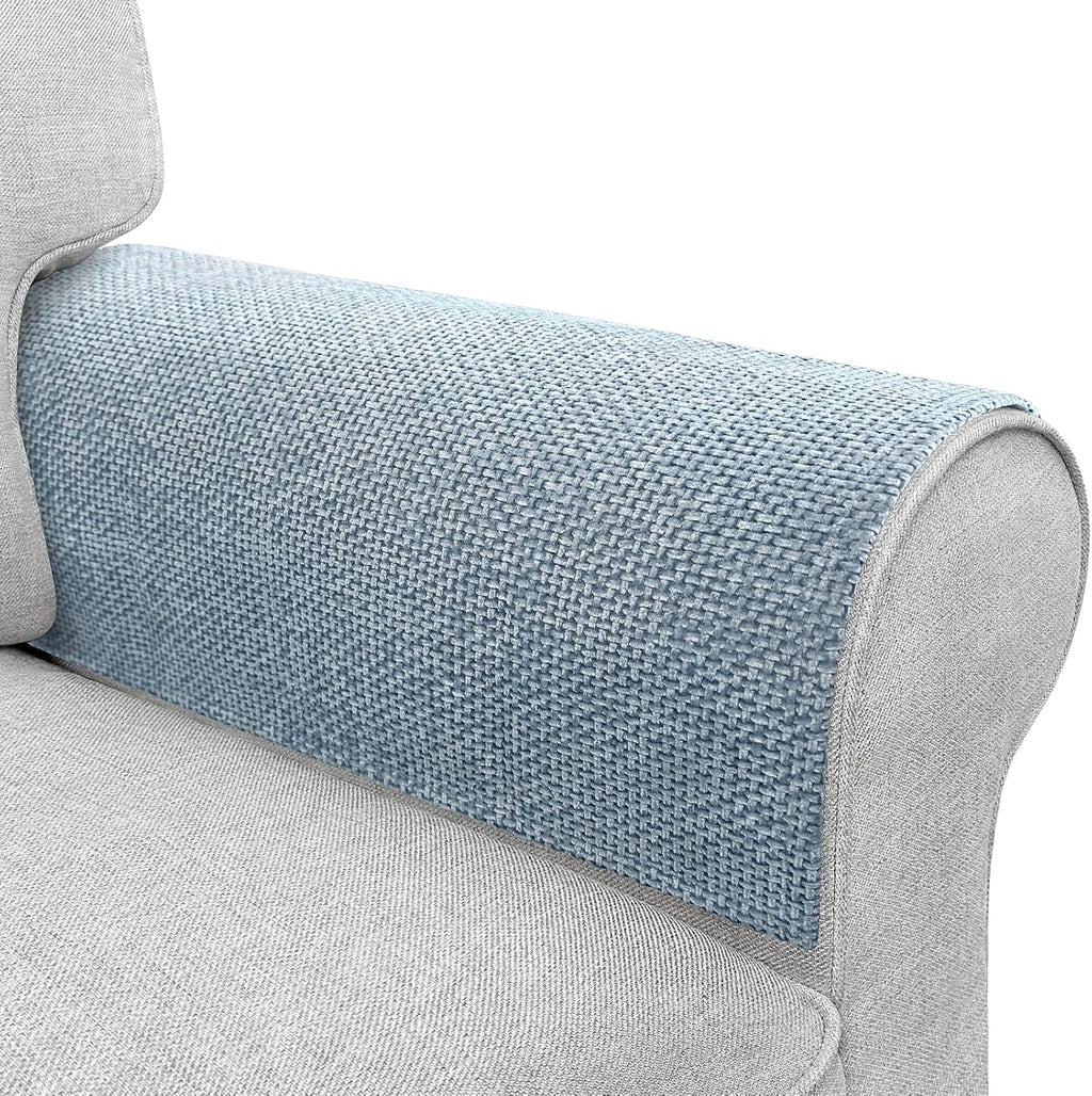 Couch Arm Covers, Sofa Arm Covers, Waterproof Armrest Cover for Sofa, Armchair, Loveseat, Non-Slip Recliner Arm Cover, Headrest Cover, Arm Chair Covers Set of 2 (Light Blue, 24"×20") by LovoGemy