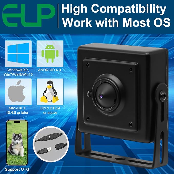ELP Sony IMX323 Sensor Mini Pinhole Low Light USB Camera with Metal Case 0.01Lux H.264 UVC USB2.0 Video Webcam Home Surveillance Baby Camera for PC, Computer, Laptop, Raspberry Pi - Image 8