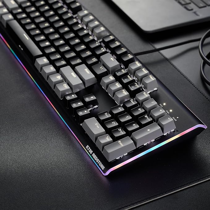 Hexgears GK735 Wired Full Size Mechanical Keyboard, Aluminum Housing Built for Gamers w/Kailh Box White Switch, White Backlit + Surrounded by RGB Light Strip, 104 Keys Gaming Keyboard for PC/Mac - Image 2