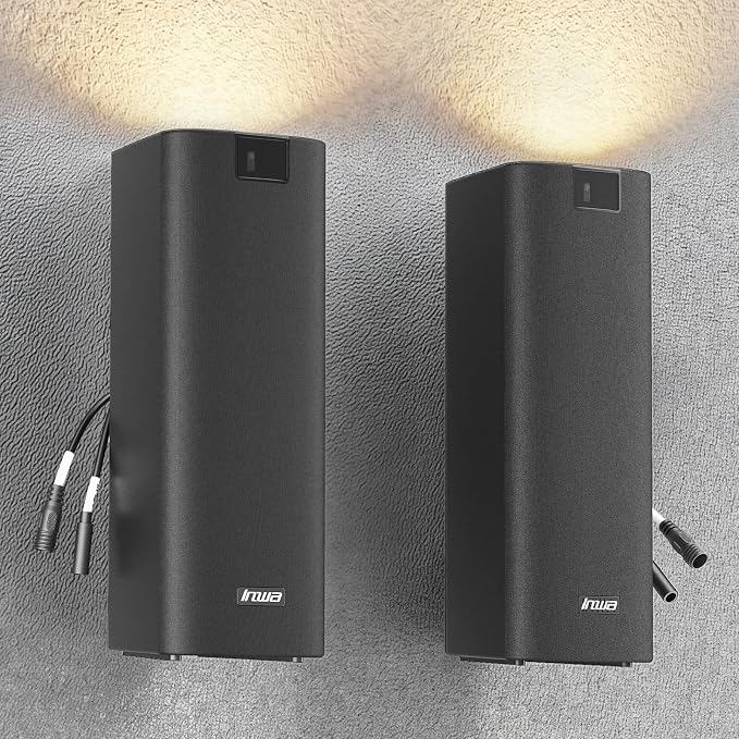Inwa 400W Outdoor Bluetooth Speakers with Lights, IP65 Waterproof, AC-Powered Stereo Speaker, Auracast Wireless Multi-Speaker Pairing, Wall Mount Sound System w/Aux for Porch, Patio, Garage, Home by Inwa