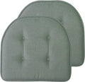 Sweet Home Collection Chair Cushion Memory Foam Pads Tufted Slip Non Skid Rubber Back U-Shaped 17" x 16" Seat Cover, 2 Count (Pack of 1), Scuba Green by SweetHomeCollection
