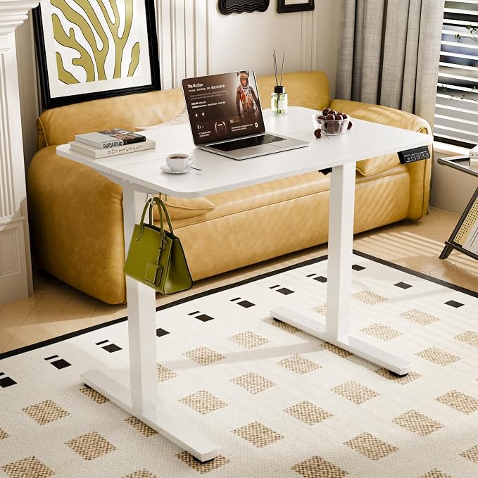 Small Standing Desk,35"x24" Height Adjustable Sit-Stand Home Office,White | Electric Adjustable Standing Desk, Sit to Stand Computer Office Desk with Splice Board, Memory Preset, Lifts 28.7''-46.5" - Image 2