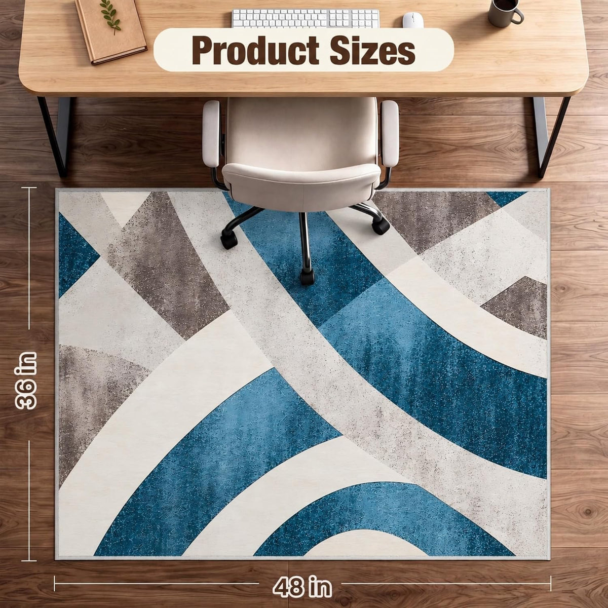 Office Chair Mat for Hardwood Floor, Desk Chair Mat, 48" x 36" - Image 2
