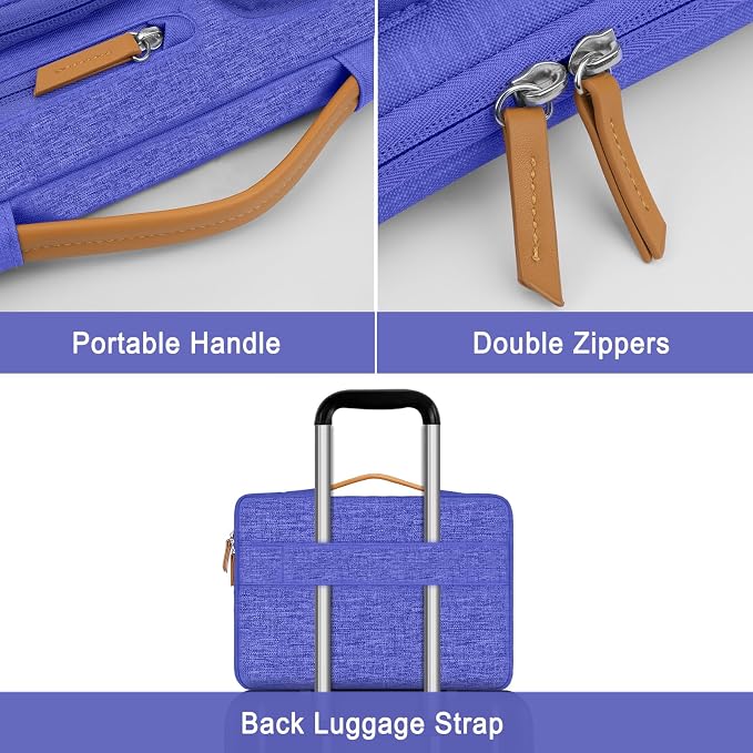 MOSISO 360 Protective Laptop Case 16 inch, 15-15.6 inch Laptop Sleeve | Compatible with MacBook Pro 16, HP Acer Dell Lenovo ASUS, Side Open Carrying Case with 4 Zipper Pockets, Royal Blue - Image 4