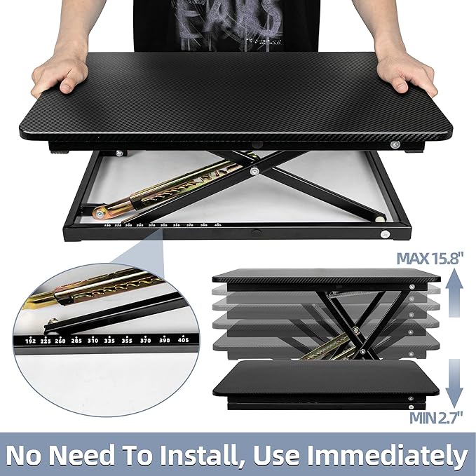 Standing Desk Converter, Height Adjustable Sit Stand Desk Converter, Fully Assembled Monitor Desk Riser for Standing or Sitting, Black, Pattern - Image 4