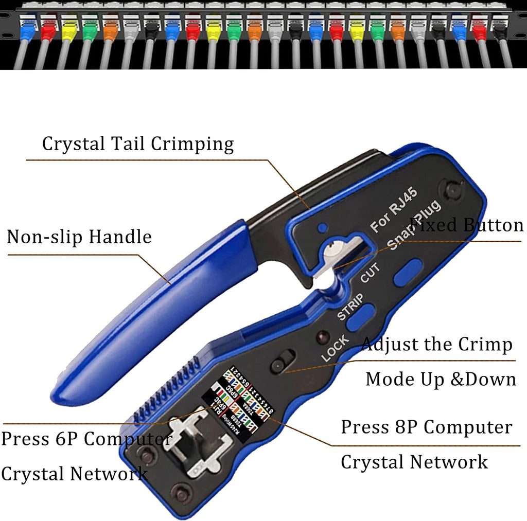 TAIWAIN CAT5 Crimp Network Wire Stripper Tool RJ45 Crimper for RJ12(Grey) - Image 3