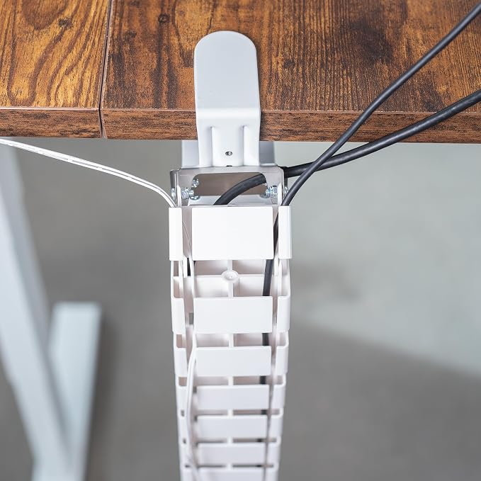 VIVO White Clamp-on Desk Vertebrae Cable Management Kit, DESK-AC01P-W | No Drill Cable Holder, Adjustable Quad Entry Flexible Cord Organizer for Home Office - Image 9
