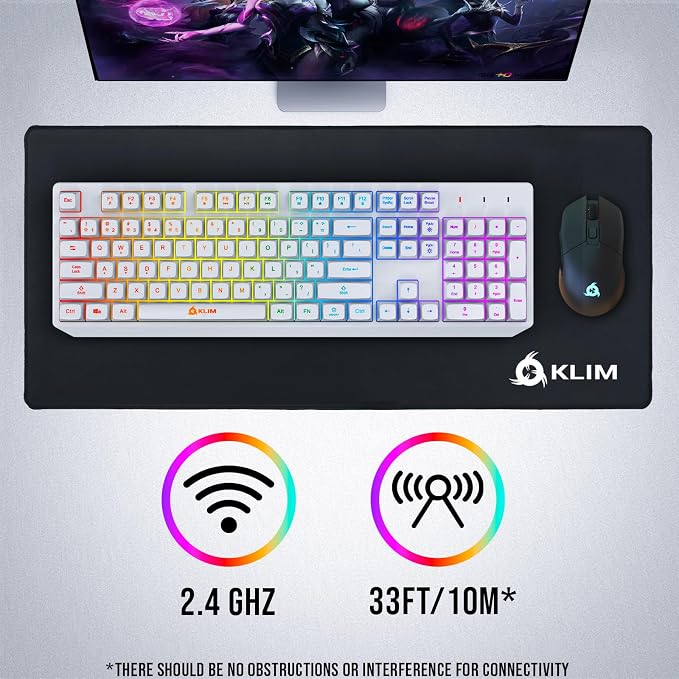 KLIM Chroma White Wireless Keyboard – RGB Backlit, Rechargeable Battery, Wireless Keyboard with Water-Resistant Durable Design, Compatible with PC, Mac, PS4, PS5 - Image 6