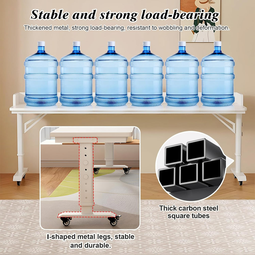 70.8" Overbed Table with Wheels for Full Beds, Height Adjustable - Image 5