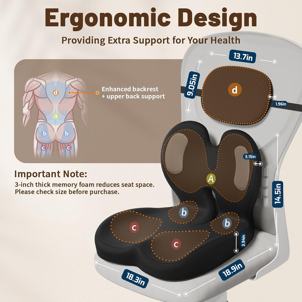 Ergonomic Seat Cushion & Lumbar Support Pillow for Office - Image 7