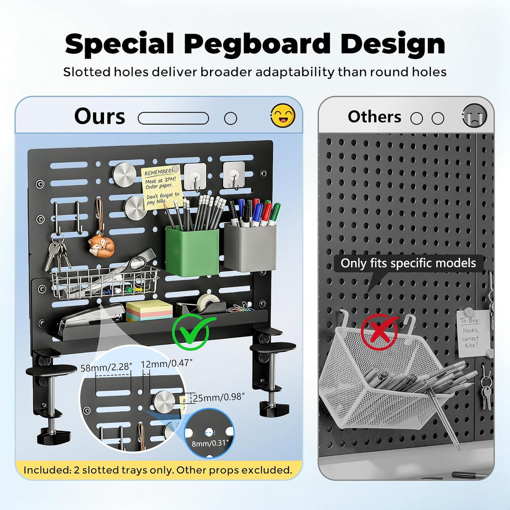 JOY worker 4-in-1 Clamp on Above/Under Desk Pegboard Cable Management Tray - Image 6