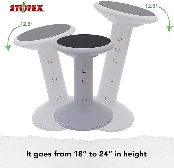 Storex Active Tilt Stool – Ergonomic Seating for Flexible Office Space and Standing Desks, Adjustable 12-24 Inch Height, Gray (00322U01C) - Image 4