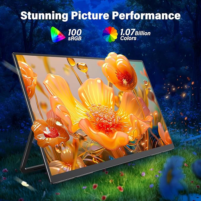 2K 180Hz Portable Gaming Monitor, 23.8" 2560x1440 QHD Fast IPS ∆E<2 100% sRGB Portable Monitor w/180° Adjustable Stand Type-C HDMI Eye Care External Second Screen for Laptop Phone PS4 PS5 Switch Xbox - Image 5