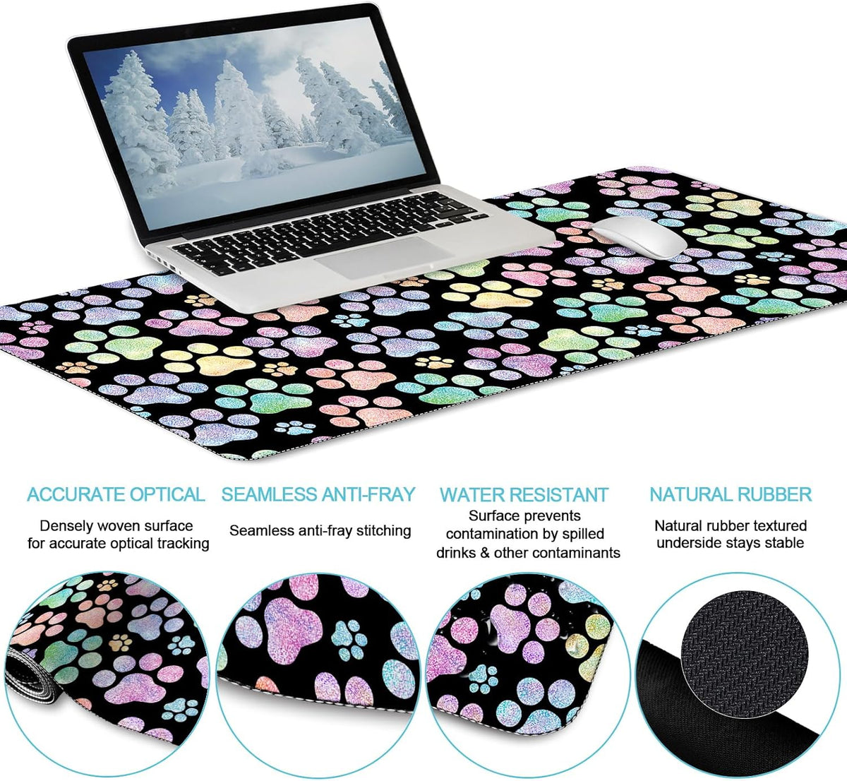 Dog Paw Mouse Pad Set XXL Large Desk Mat Pad, Cute Office Decor - Image 4