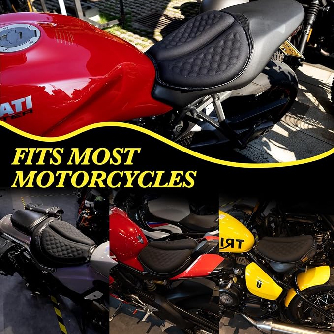 Foldable Motorcycle Gel Seat Cushion with Sunshade Cover | 3D Dome-Shaped Shock-Absorbing Seat Pad for Long Rides, Pressure Relief, Airflow & Cooling Comfort - Image 6