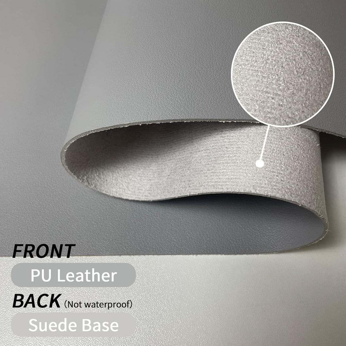 Large Desk Pad, Grey Desk Mat, Desk Pads on Top of Desks, Computer Mat Non-Slip, Desk Blotter Waterproof, Easy to Clean - Light Grey (31.5 x 15.7 Inches) - Image 4