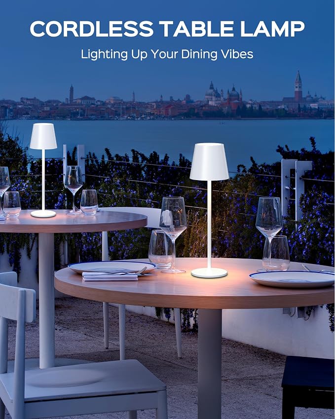 JACKYLED Cordless Table Lamps Rechargeable, 3 Adjustable Height, 5000 Capactiy Operated, 3 Colors Smooth Dimming, Portable LED Waterproof Table Lamp for Dining, Bedroom, Outdoor (2 Pack) - Image 8