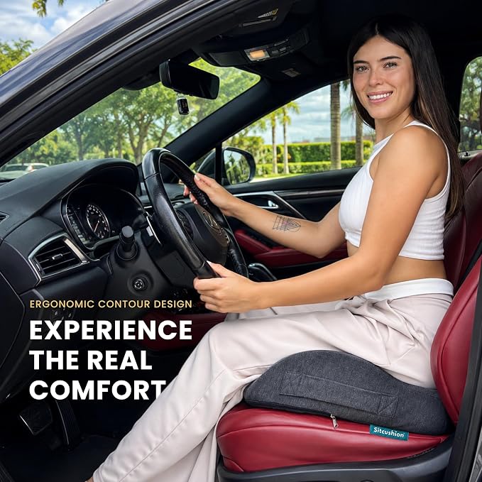 Car Seat Cushion for Driving, Sciatica Pain Relief Car Pillow and Seat Pad | Extra Large Driver Seat Cushion Offers Broad Car-Seat Coverage to Ease Hip and Tailbone Pressure During Long Drives (Black) - Image 6