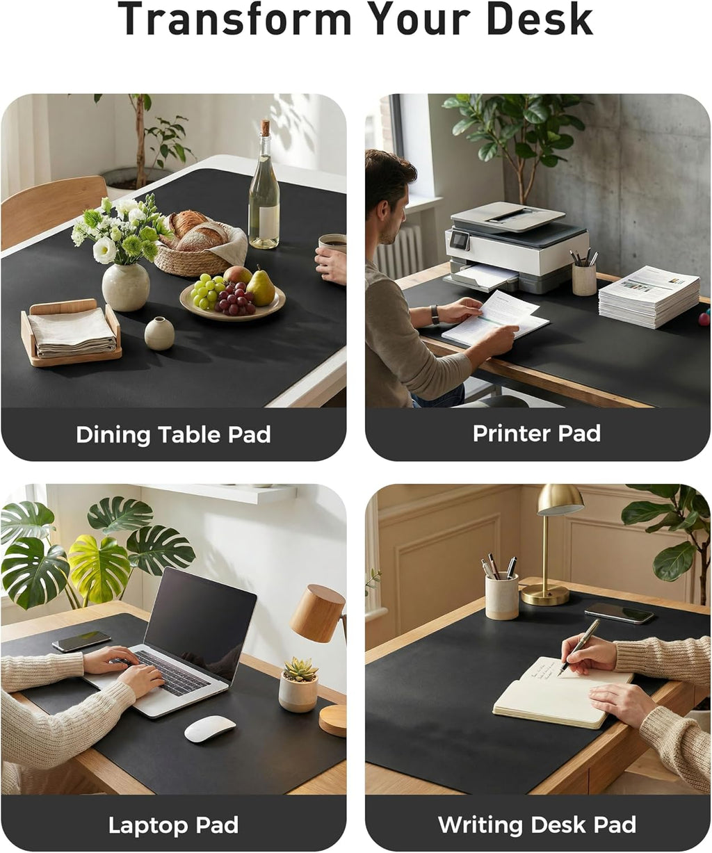 Aothia Faux Leather Desk Mat - Large Mouse Pad, Non-Slip PU Leather Blotter, Waterproof Writing Surface for Office and Home (Black, 63" x 17") - Image 6