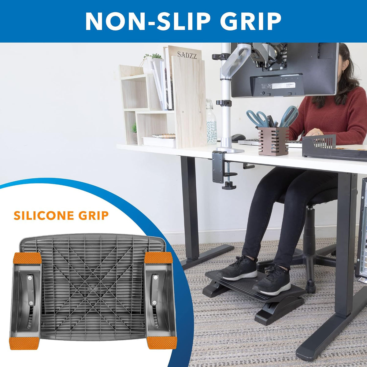 Mount-It! Foot Rest Under Desk, Large 17.5x13.5 in, 20° Tilt & Texture - Image 6