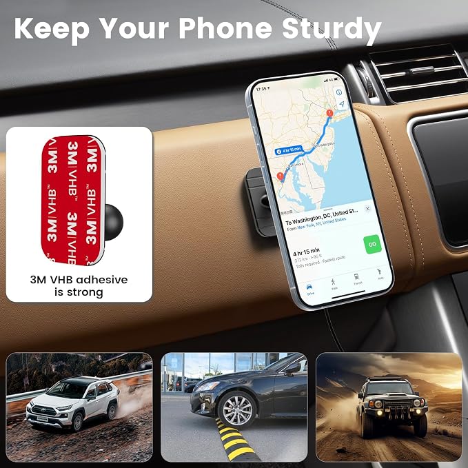 OHLPRO for MagSafe Car Mount Charger iPhone Wireless Car Charger, Stick on Dashboard Magnetic Phone Holder Mount for iPhone 17 Pro Max 16 15 14 Series, 15W Fast Charging, Aluminum Shell - Image 4