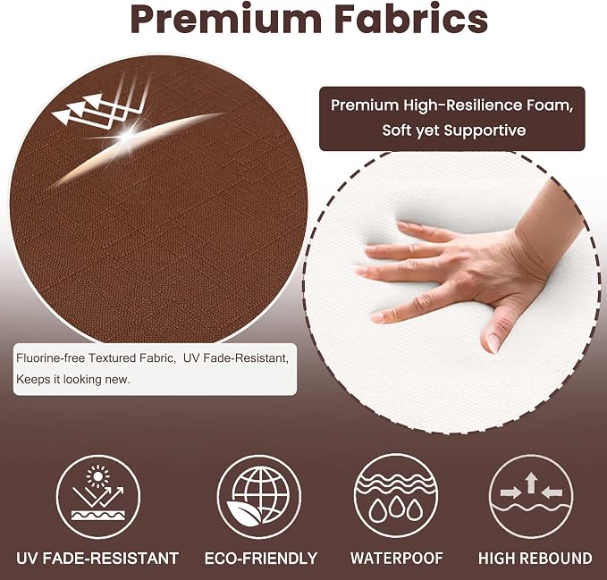 Battilo Chair Cushions for Dining Chairs with Ties, Kitchen Chair Pad with Non-Slip Backing and Removable Cover, Indoor/Outdoor Dining Seat Cushion, 16"x16"x2", Set of 4, Brown - Image 2